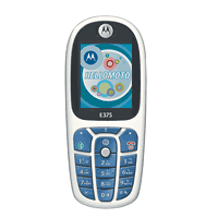 
Motorola E375 supports GSM frequency. Official announcement date is  fouth quarter 2004. Motorola E375 has 5 MB of built-in memory.