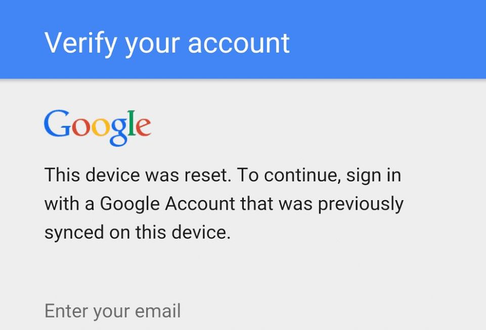 Factory Reset Protection Lock (FRP)