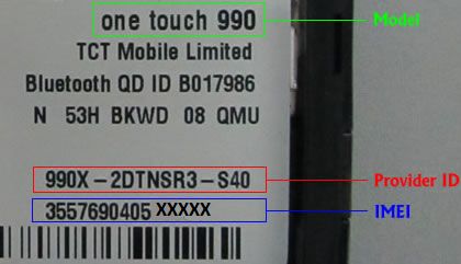 Cómo verificar Provider ID en un teléfono Alcatel