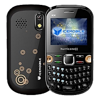 
Icemobile Hurricane II supports GSM frequency. Official announcement date is  December 2011. Icemobile Hurricane II has 128 + 64 MB of built-in memory. The screen covers about 22.4%  of the