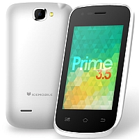 
Icemobile Prime 3.5 supports frequency bands GSM and HSPA. Official announcement date is  July 2014. The device is working on an Android OS, v4.2.2 (Jelly Bean) with a Dual-core 1.2 GHz Cor